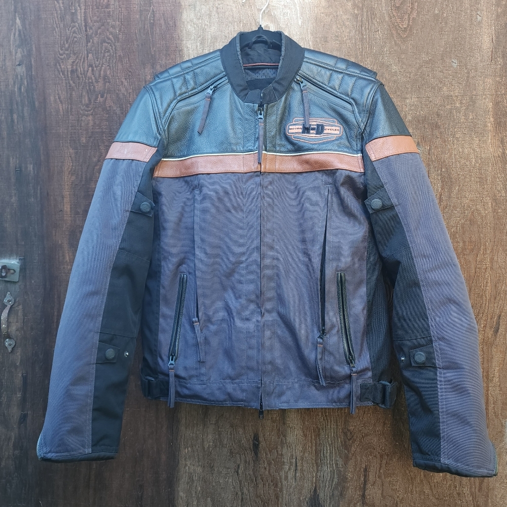 Harley-Davidson Men's Vent System Leather & Nylon Riding Jacket M